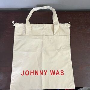 Johnny Was Small Canvas Tote Drawstring Bag 15x16.5"